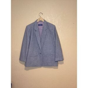 Vintage IMPRESSIONS Blazer Womens Gray Wool Blend Single Breasted Blazer Size 16